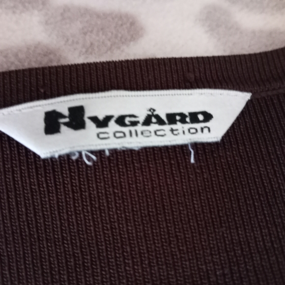 Peter Nygard Collection Stretch Knit faux leather trim Top Cardigan Jacket - Picture 6 of 7